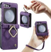 Casemania Hoesje Geschikt voor Samsung Galaxy Z Flip 5 Deep Purple - Portemonnee Book Case