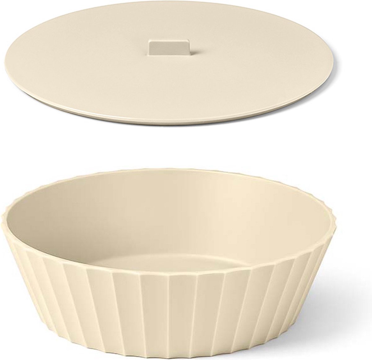 Serveerschaal met deksel - Hera - Kunststof - Medium - ø 20 x H 7 cm - Beige