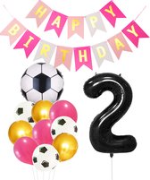 Cijfer Ballon 2 | Snoes Champions Voetbal Plus - Ballonnen Pakket | Roze en Zwart