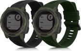 kwmobile 2x armband geschikt voor Garmin Instinct 2 Solar / Instinct 2 - Bandjes voor fitnesstracker in zwart / donkergroen
