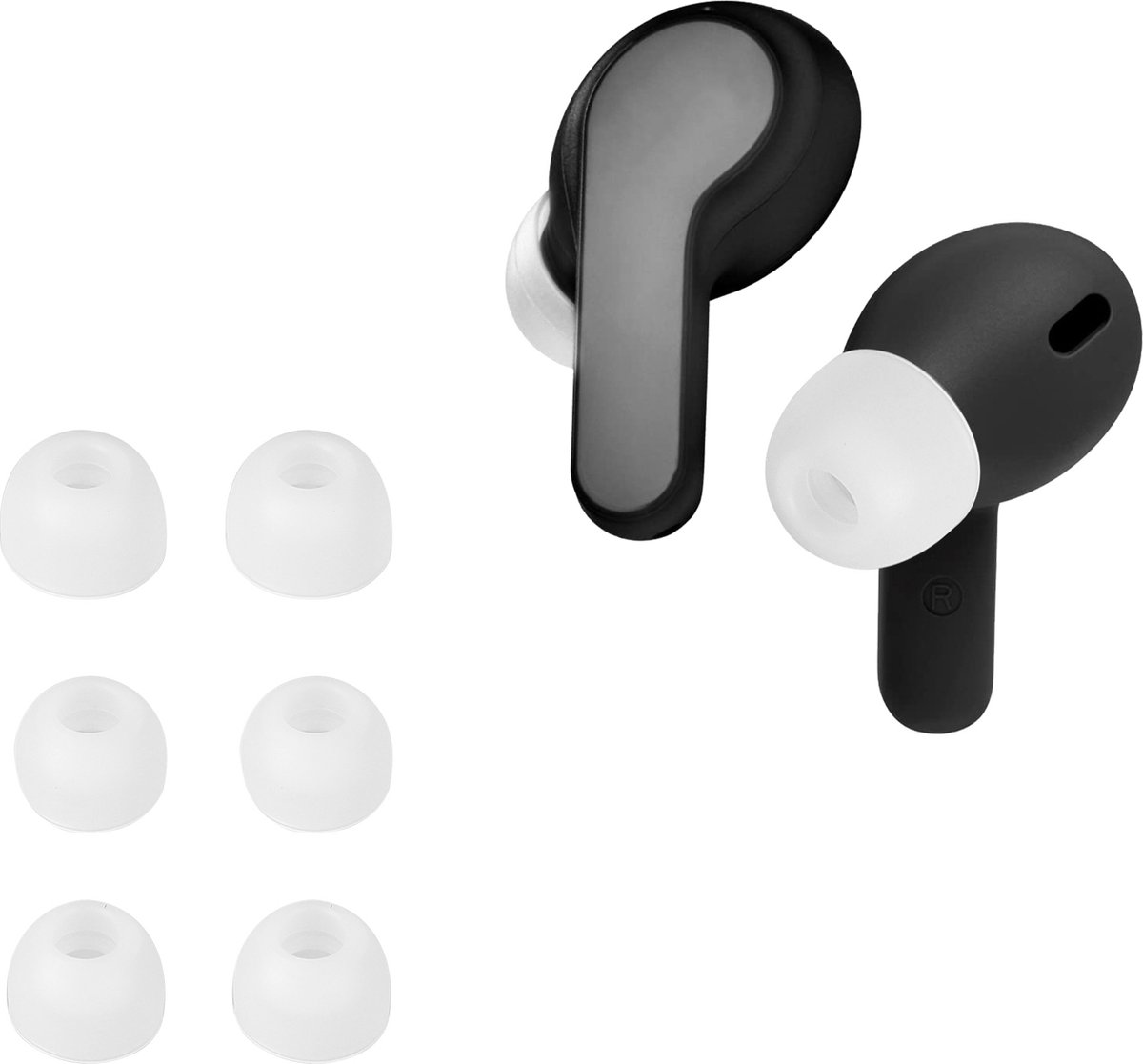 kwmobile 6x cover voor in-ear oortjes geschikt voor JBL Wave 200 TWS / Wave Beam - Vervangende oordopjes van siliconen in wit - 3 maten