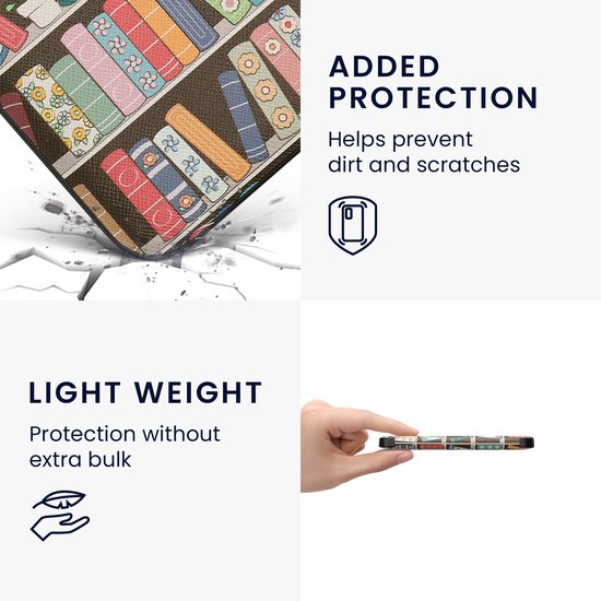 kwmobile e-reader hoesje geschikt voor Kobo Clara 2E hoes - E reader flip case met magnetische sluiting - Ereader cover - Zomerse bibliotheek design in blauw / groen / roze van Merkloos — afbeelding 2