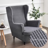 2-Piece Wing Chair Cover, Armchair Throws, Wing Chair, Plain Jacquard Thick Protective Covers, Beach Mon, Tiger Chair Cover with Armrest, High Backrest (Anthracite)