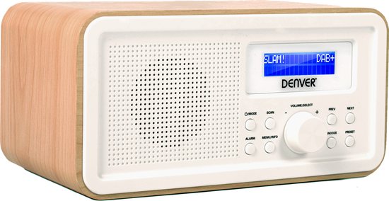 Denver DAB Radio - Retro Radio - Keukenradio - Draagbare radio - Batterijen & Netstroom - DAB30 - Lightwood