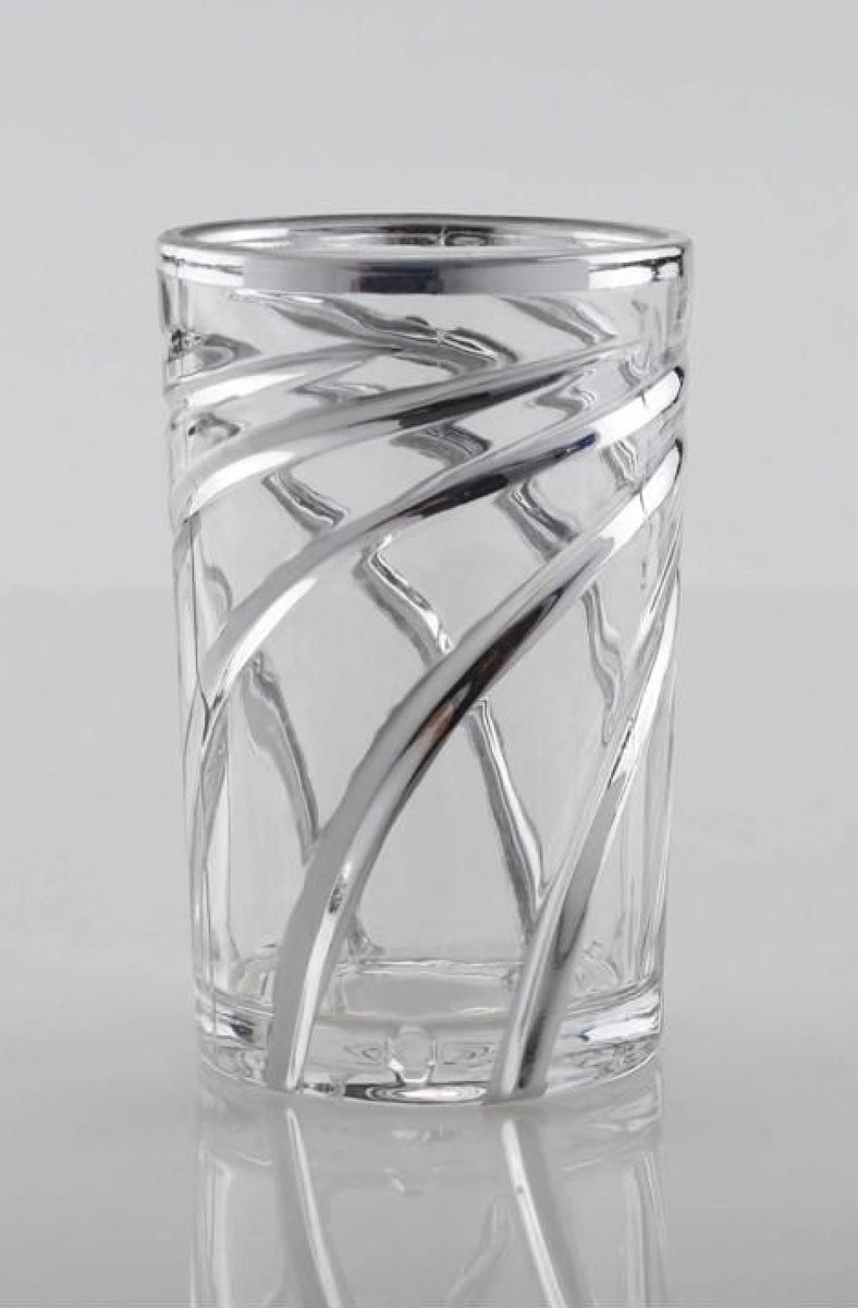 Waterglazen - Set van 12 stuks - 16CL - Waterglas - Drinkglazen - Luxe waterglazen - Zilveren design