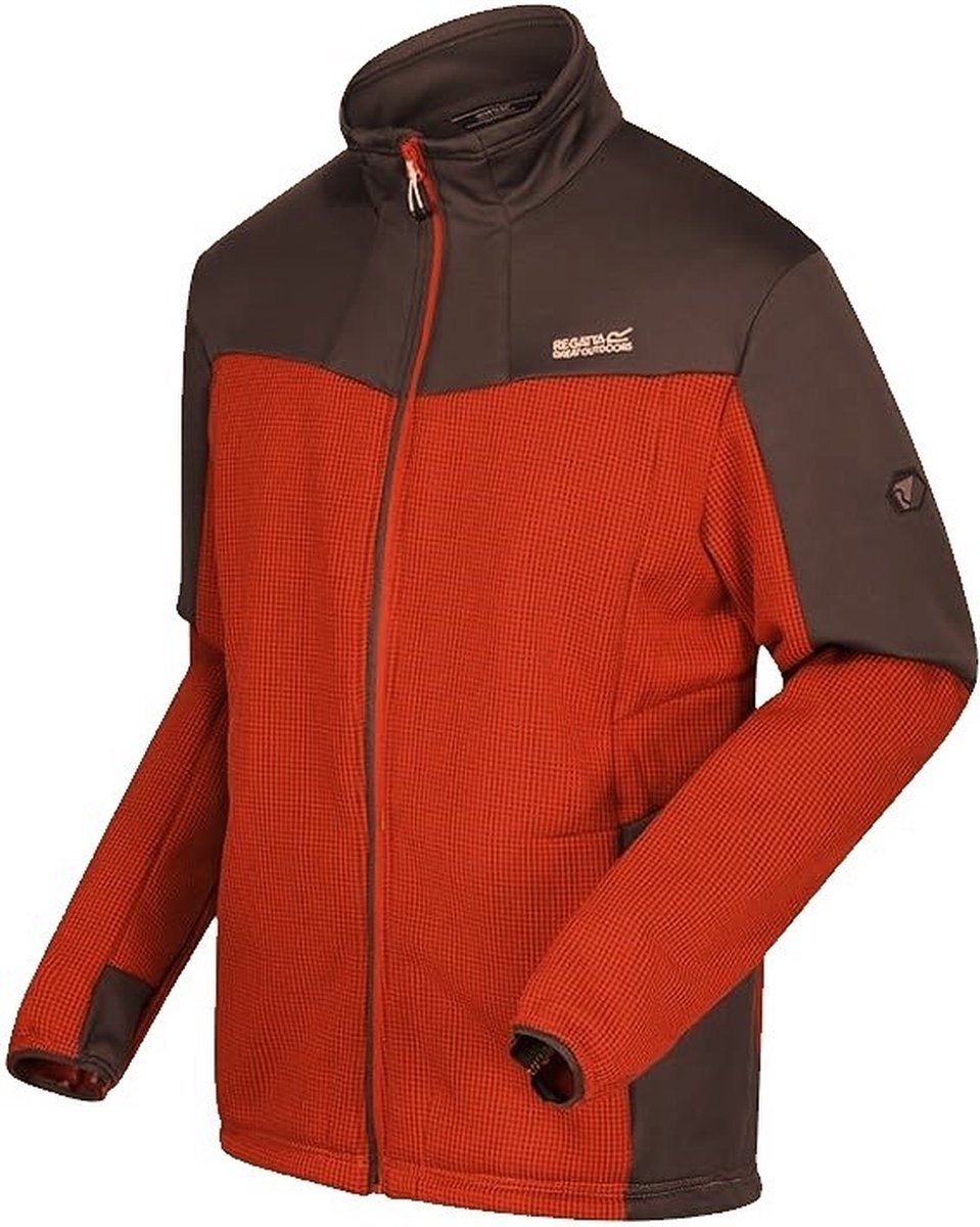 De Regatta Highton Winter II Fleece hele rits outdoortrui heren tweekleurig stretch Oranje
