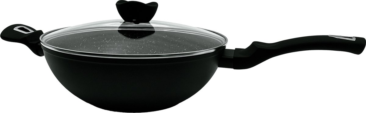 Kookkunst Holland wokpan met handvat en deksel Ø 28 cm - inductie