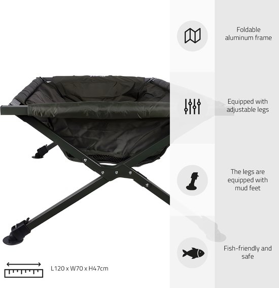 Traxis Carp Cradle XXL - Karper Onthaakmat - Opvouwbaar Verstelbaar - Groen van Merkloos — afbeelding 2