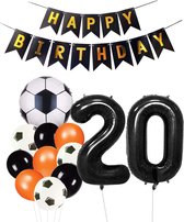Cijfer Ballon 20 | Snoes Champions Voetbal Plus - Ballonnen Pakket | Oranje en Zwart