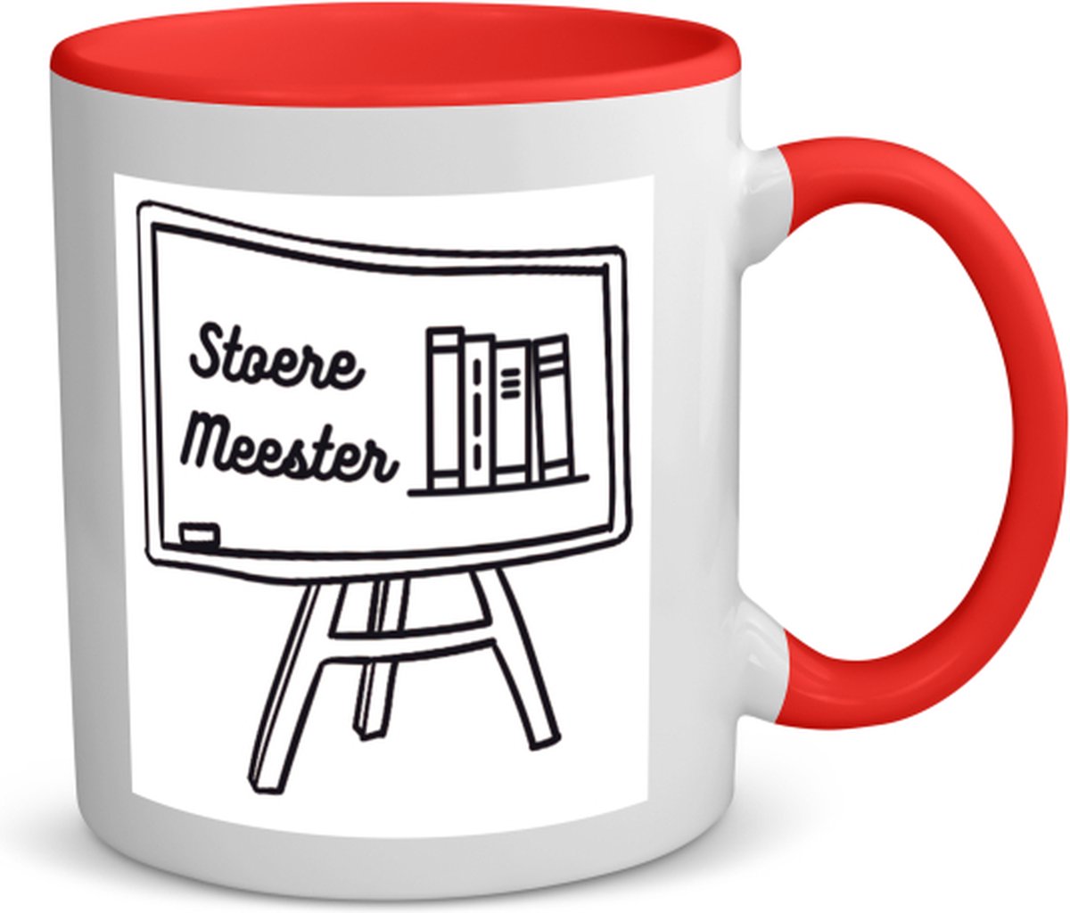 Akyol - stoere meester koffiemok - theemok - rood - Meester - meester - leraar - 350 ML inhoud