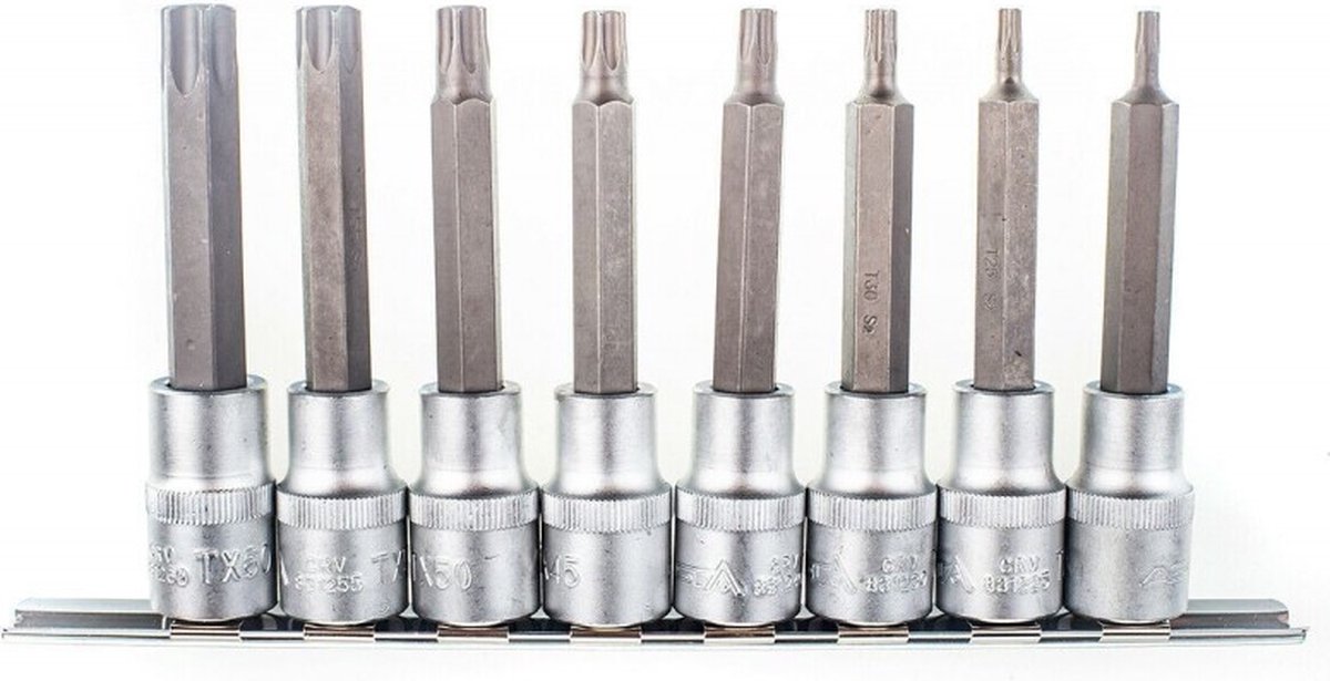 Torxdoppen set lang - 8 delig - Torxdop met gat - 1/2'' - ASTA