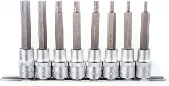 Jeu de douilles Torx longues - 8 pièces - Douille Torx avec trou - 1/2'' - ASTA