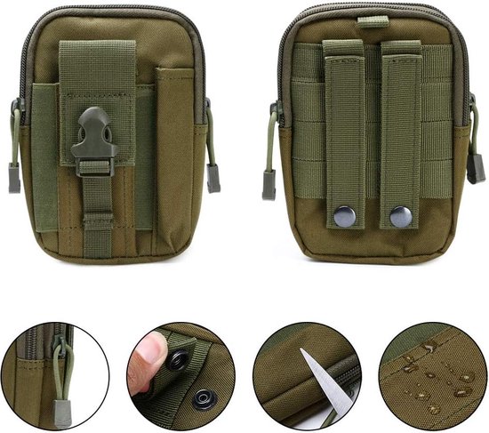 TACTICAL GEEK Molle Bag EDC Pouch Compact Tactical Waist Bags Waterproof Nylon 500D CORDURA Multifunctional EDC Bag Lightweight Molle Pouch Organizer with Phone Pocket and Tool Slots