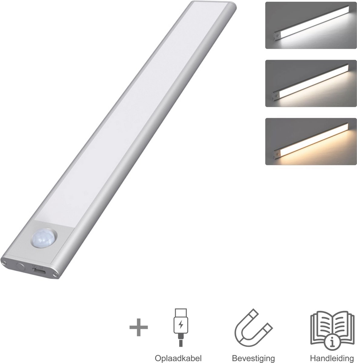 Cosy Casa LED Verlichting Kastverlichting 2 stuks Bewegingssensor Magnetisch 30cm Wit USB C Sensor Oplaadbaar Binnen Nachtlamp