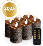 Bougies de Cire KENN ® 3D - 6 Pièces - Zwart Robuste - Avec Télécommande - Bougies Led Réalistes - 200 Heures - Flamme Silencieuse - Wit Chaud - Éclairage de Noël