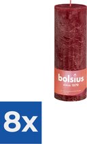 Bolsius Stompkaars Velvet Red Ø68 mm - Hoogte 19 cm - Donkerrood - 85 Branduren - Voordeelverpakking 8 stuks