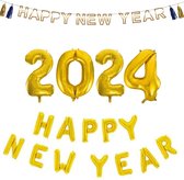 Happy New Year Pakket 3 Goud Ballonnen en Slinger | Oud & Nieuw Pakket Goud Ballonnen en Slinger