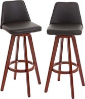 Set van 2 barkrukken MCW-C43, barkruk counter stool, hout imitatieleer draaibaar ~ bruin