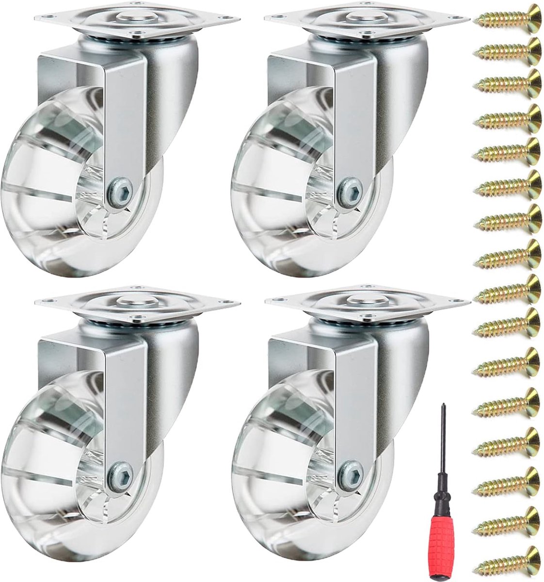 4 stuks kastwieltjes, meubelwielen, bedkastwielen, kastenbokwielen