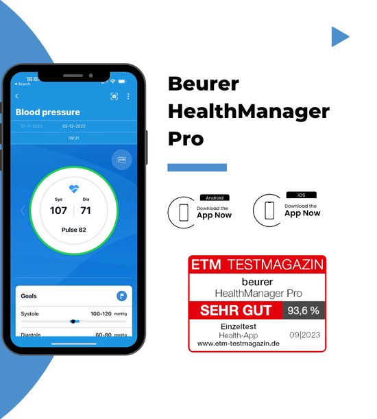 Beurer BM 54 Bluetooth® Bloeddrukmeter bovenarm - Smart - Zeer goed beoordeeld - XL Display - Manchet tot 44 cm - Hartslagmeter - Onregelmatige hartslag - Risico-indicator - Beurer HealthManager Pro app - 5 Jaar garantie - Beurer