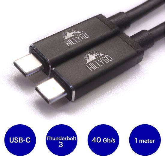 Thunderbolt 3 USB-C kabel 40Gbps USB4 100W (1m) | bol