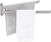 Towel Rail 2 Arms Swivelling Double Bath Towel Holder Stainless Steel SUS304 Towel Rail Bathroom 50 cm 180° Rotation, A2104S2L50-2