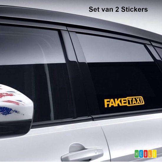 *** 2 Stuks Autosticker Nep Taxi~Fake - Bekend van Internet -Vrijgezellefeest - Feesje - van Heble® - Rijbewijs Cadeau - van Heble® ***