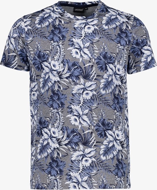 Unsigned heren T-shirt met bloemenprint - Blauw - Maat S