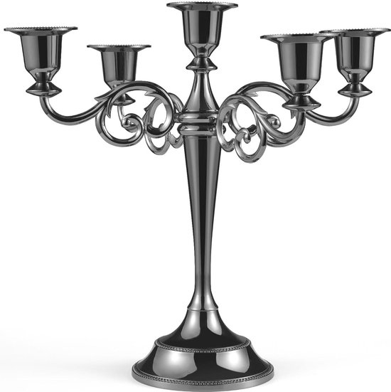 Candle Holder Set of 5 Arms 27 cm Height Taper Candle Decorative Diameter 2.2 cm Black