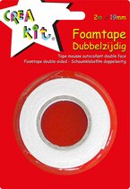 Crea-kit Dubbelzijdig Foamtape 19 mm - Dubbelzijdige tape - Knutsel Tape - 2 Meter - Wit