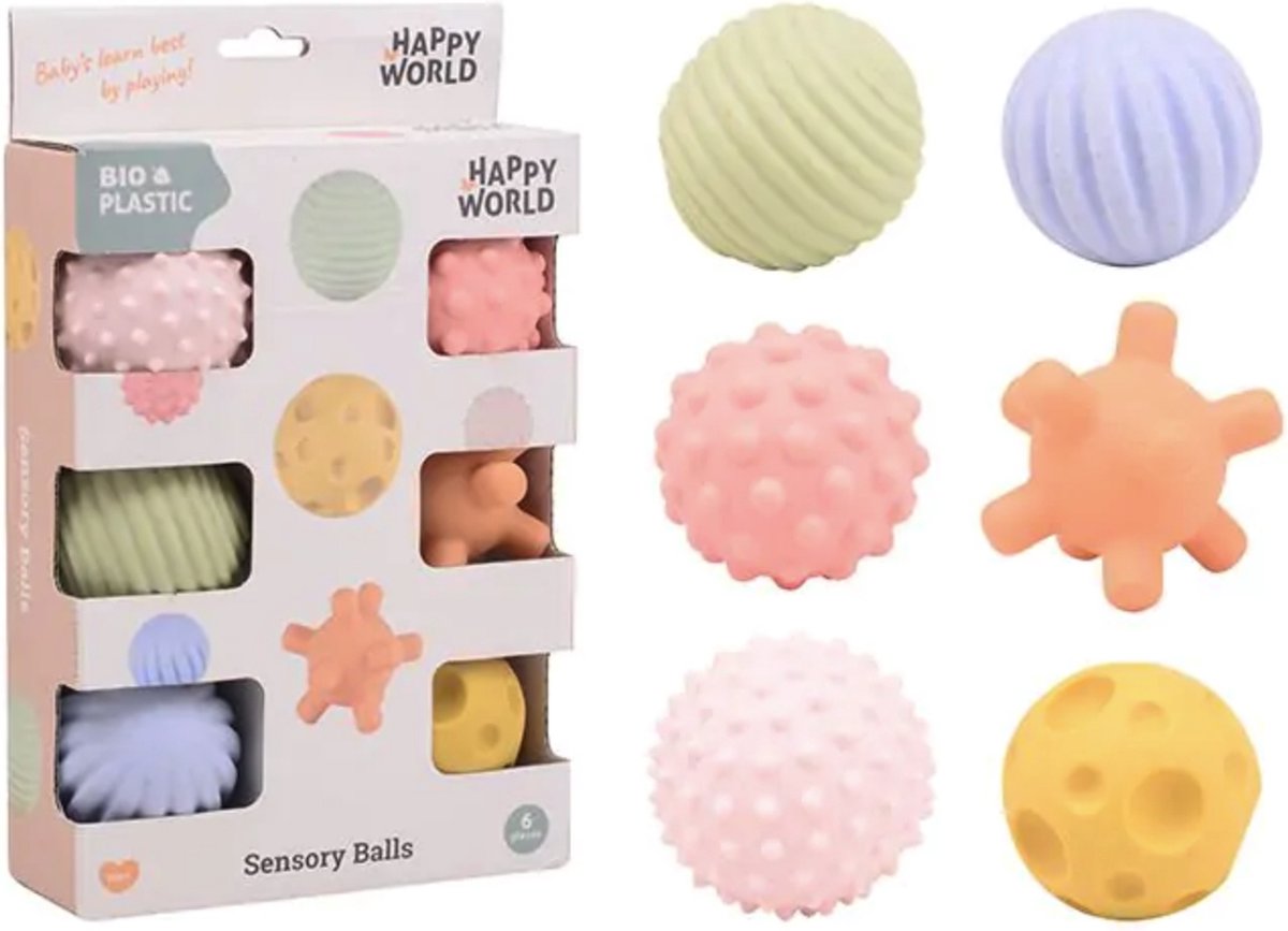 Happy World Motoriek en zintuig ballen - 6 in doos