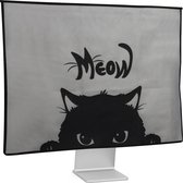 kwmobile Hoes geschikt voor 27-28" Monitor - PC cover met 2 vakjes aan de achterzijde - Monitor beschermhoes Kat Meow design in grijs / zwart