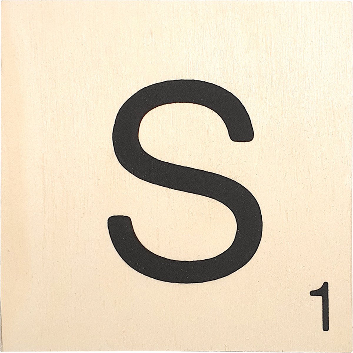 Houten Bordje 10x10x0.5cm - S - Zwarte Letter/Woordwaarde - Onbehandeld - Onderzetter/Homedeco