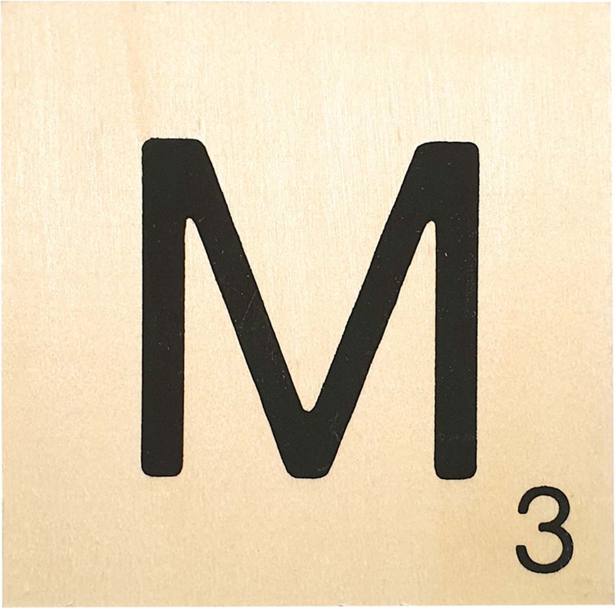 Houten Bordje 10x10x0.5cm - M - Zwarte Letter/Woordwaarde - Onbehandeld - Onderzetter/Homedeco