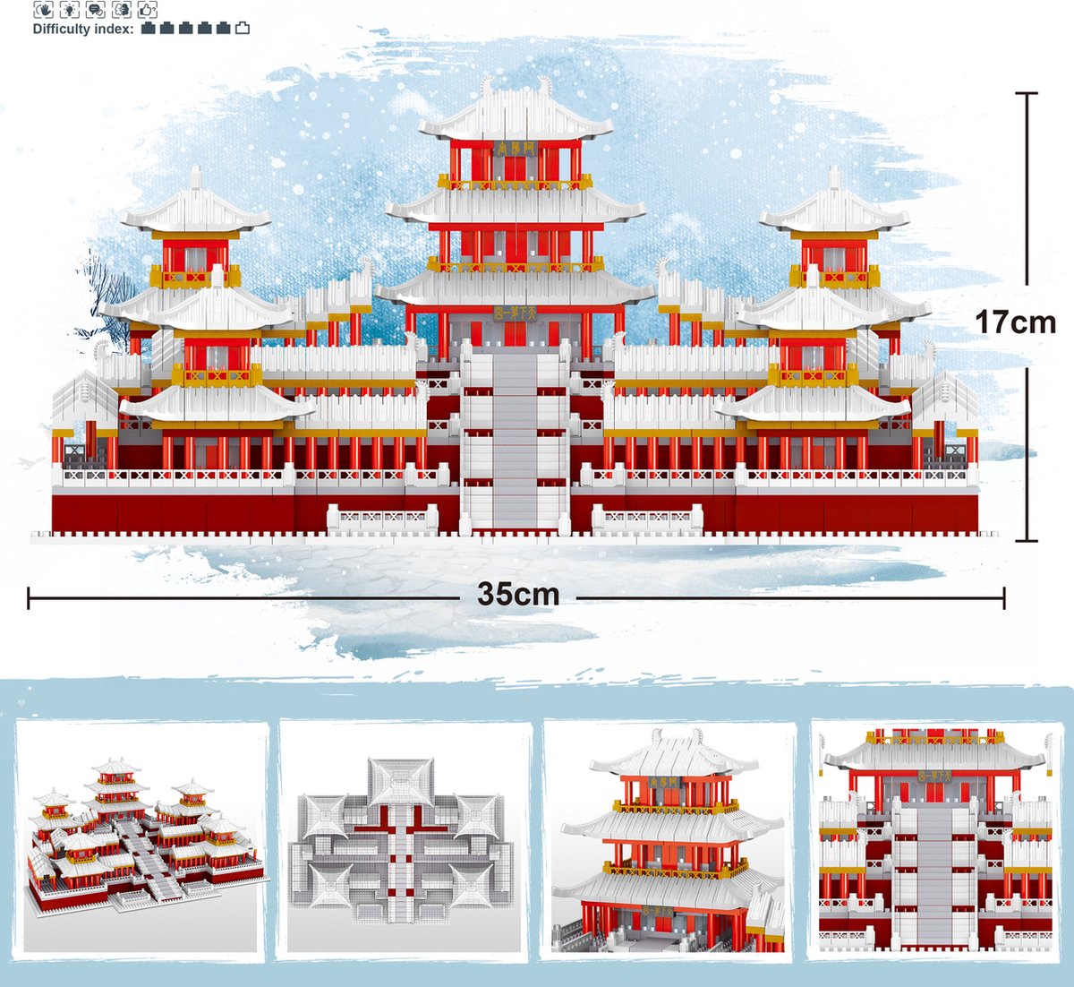 Lezi Epang Palace (in de sneeuw) Nanoblocks miniblocks Bouwset 3D puzzel 4159 bouwsteentjes