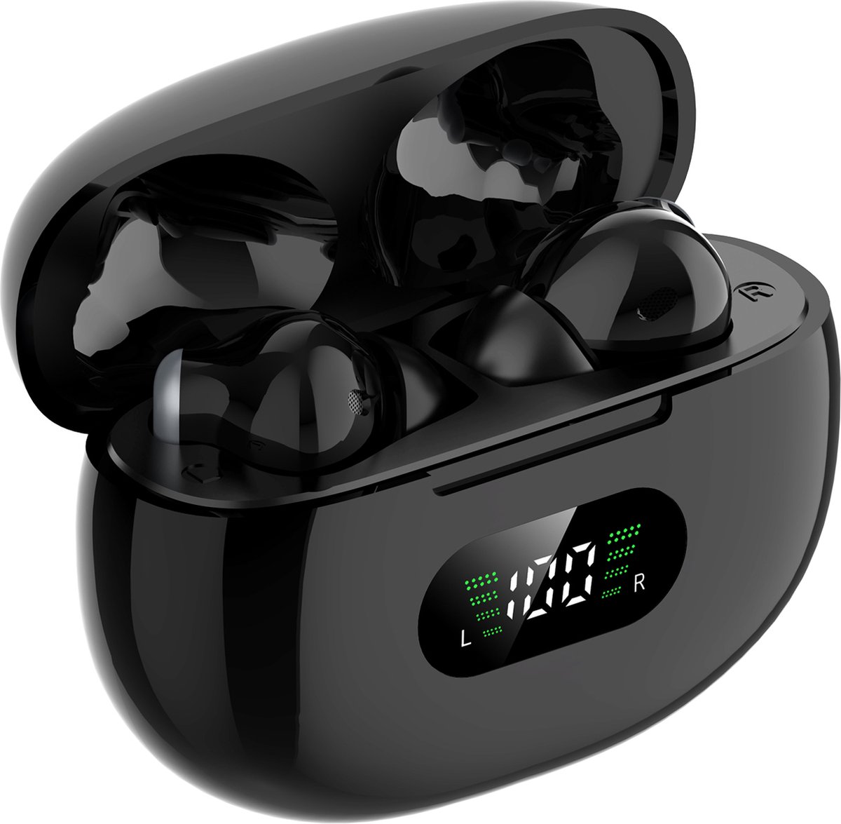 Fairweather Draadloze Bluetooth Oordopjes - Pro Display Series 5 – Earpods - Active Noise Canceling -Oortjes – 30 uur afspeeltijd - In-Ear - Geschikt voor Apple iOs & Android - Zwart