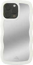 xoxo Wildhearts Wavy mirror case Creme telefoonhoesje - Geschikt voor iPhone 11 Pro - Golvend spiegelhoesje - Wolken hoesje - Schokbestendig - Cloud case - Silicone case met spiegel - Creme