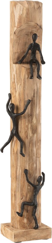 J-Line decoraite figuren Klimmen - hout/aluminium - zwart