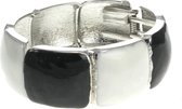 Behave Armband - bangle - zwart - wit - scharniersluiting - 17 cm