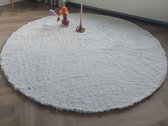 Tapijt direct- Rabbit fur karpet Creme - 100 cm rond - 5 kleuren, super zacht- (kinder) slaapkamer - woonkamer- karpet voor onder kerstboom - huiselijke en gezellige sfeer