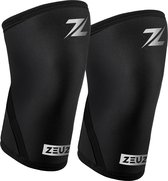 ZEUZ 2 Stuks Powerlifting Knie Brace voor CrossFit, Gewichtheffen & Fitness – Knee Sleeves - Knieband Braces Lang – 7 mm – Zwart & Zilver - Maat XL