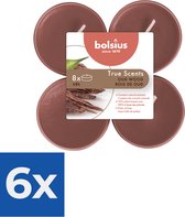 Bolsius Maxi Waxinelichtjes True Scents Oud Wood 8 Stuks - Voordeelverpakking 6 stuks