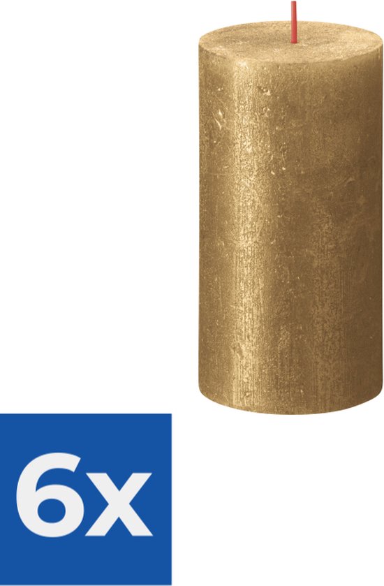 Bolsius Stompkaars Shimmer Gold - 13 cm / ø 7 cm - Voordeelverpakking 6 stuks