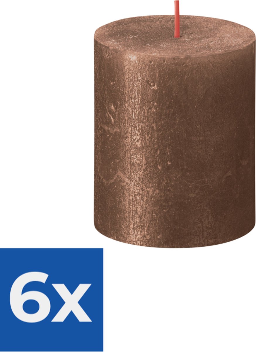 Bolsius Stompkaars Shimmer 80 68 Copper Voordeelverpakking 6 stuks