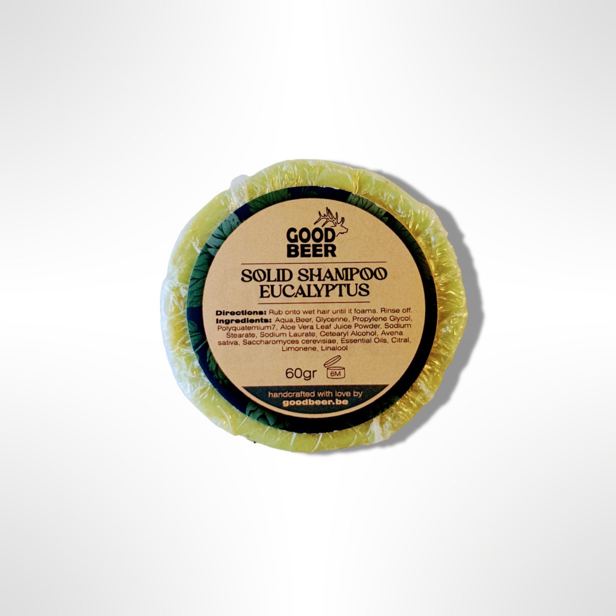 GoodBeer Verkwikkende Solid Shampoo Eucalyptus - met biergist - 60gr