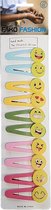 Fako Fashion® - 10 Haarspeldjes Op Kaart - Haarclips Voor Meisjes - 10 Stuks - Emoji - Smiley