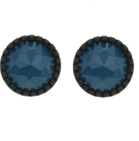 Behave - Oorsteker Damers - Rond 2 cm - Zwart met Petrol Blauw