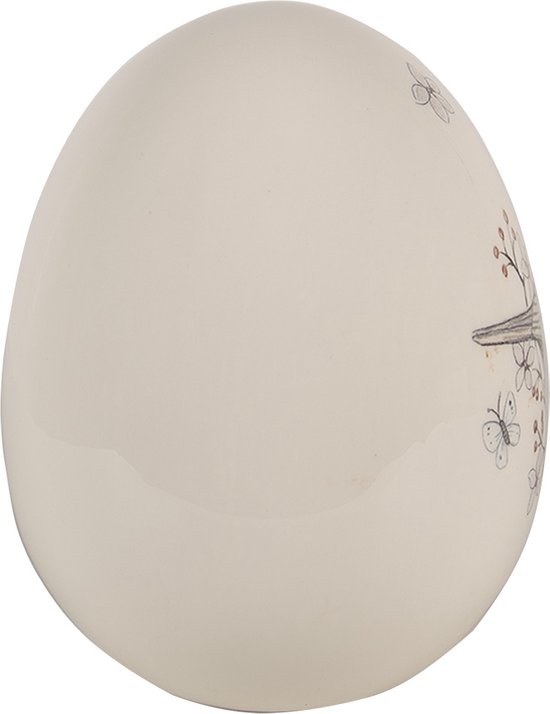 Clayre & Eef Image de décoration Œuf 16 cm Blanc Beige Céramique