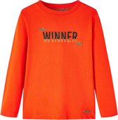 vidaXL - Kindershirt - met - lange - mouwen - 116 - felroranje