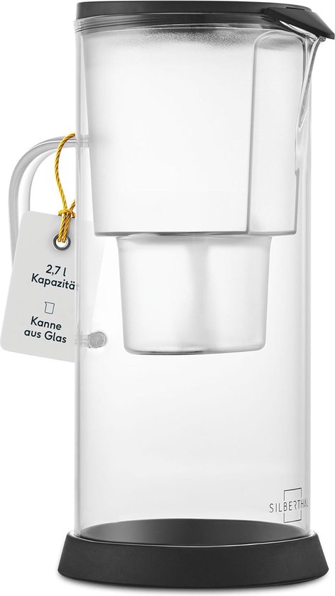 Waterfilter, glazen karaf, 2,7 liter, compatibel met Maxtra, vermindert kalk en chloor in drinkwater